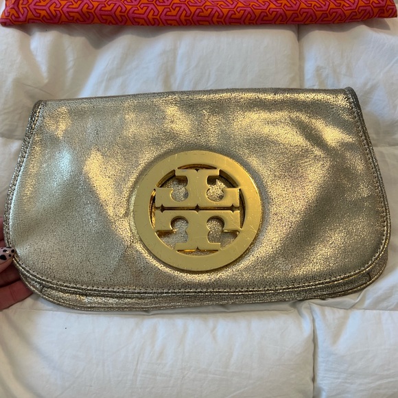 Tory Burch Handbags - Tory Burch gold clutch